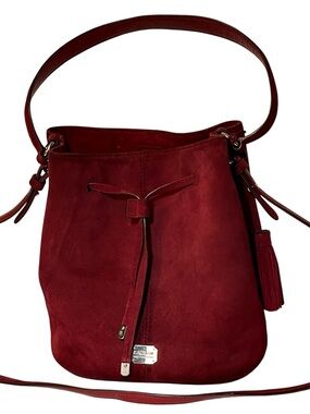 Ralph Lauren Red Suede Bucket Bag 
Shoulder or Crossbody
Burgandy Red